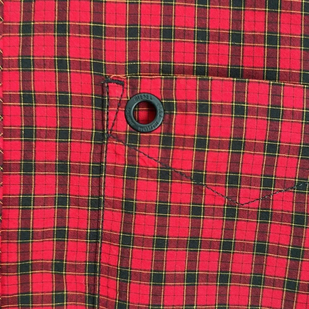NWT Diesel Western Red & Black Plaid Button-Up Shirt – Size 14Y Style Cacey